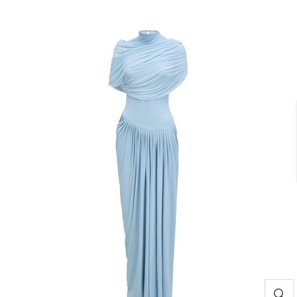 Chic One Shoulder Light Blue Dress - Picture 2 of 2